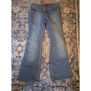 Vintage 2000's Y2K Glo Juniors Blue Jeans Size 9 With Red Stitching